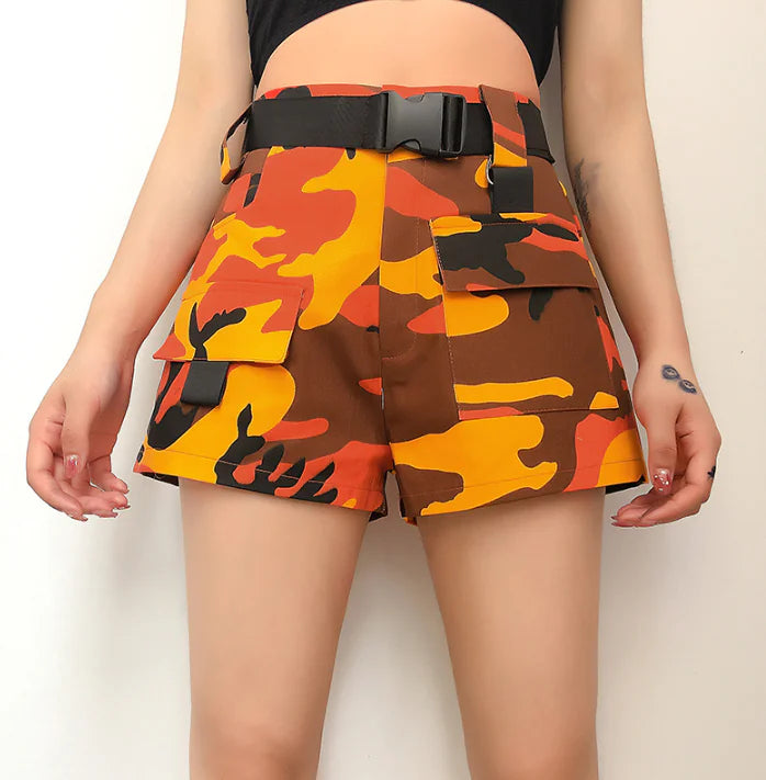Women's High Waist Camouflage Shorts - Breathable Casual Wear